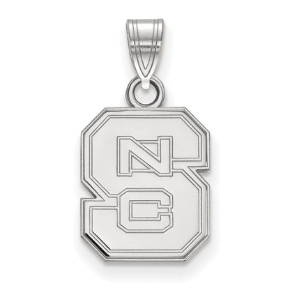 Sterling Silver Rhodium Plated Logoart North Carolina State University N C S Small Pendant