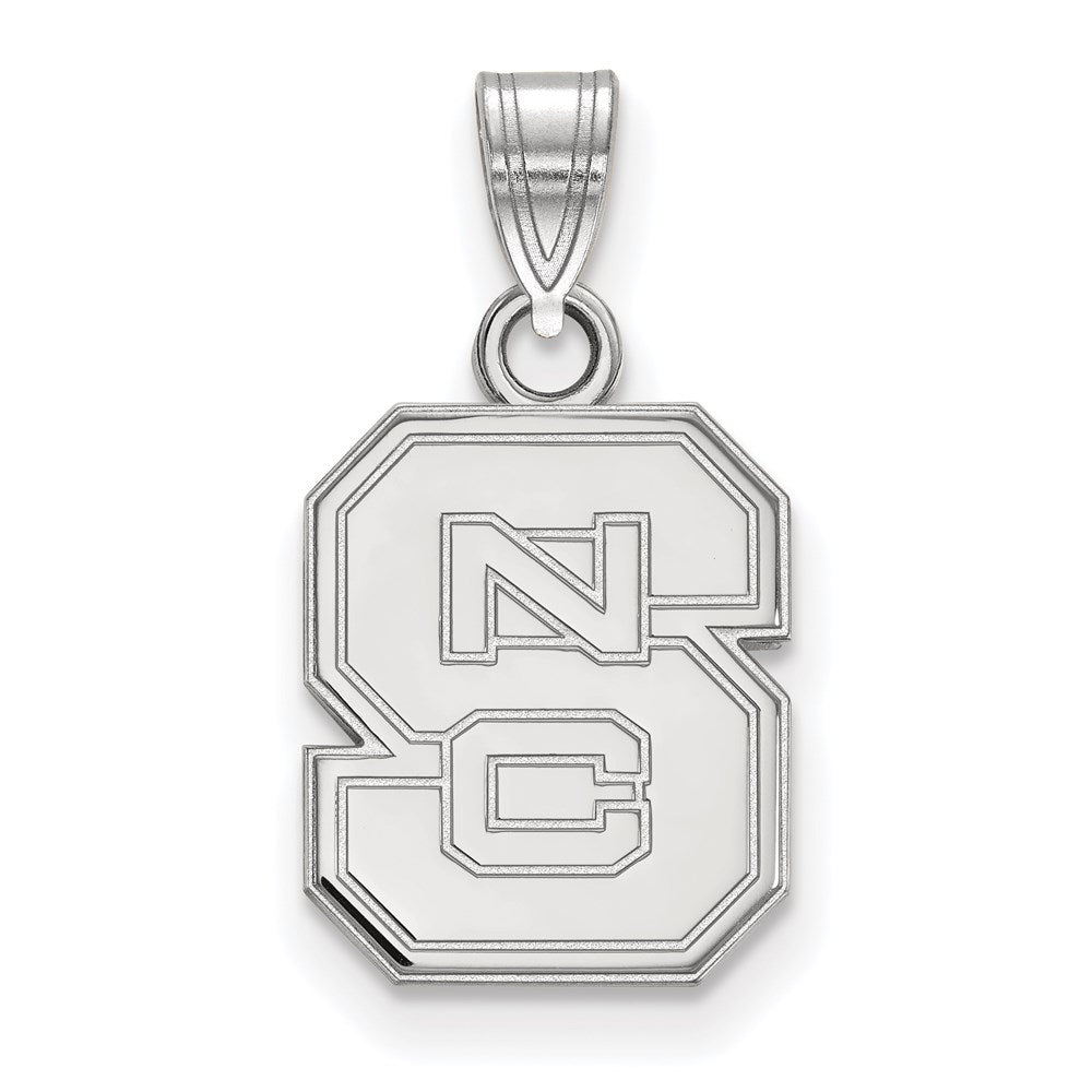 10K White Gold Logoart North Carolina State University N C S Small Pendant
