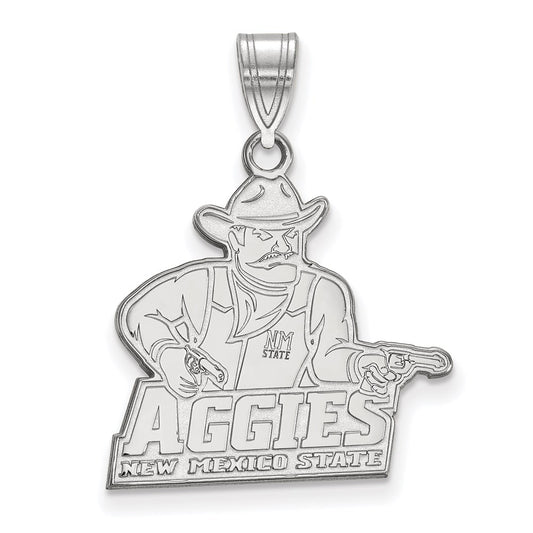 Sterling Silver Rhodium Plated Logoart New Mexico State University Aggies Large Pendant
