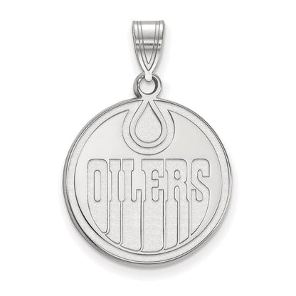 Sterling Silver Rhodium Plated Nhl Logoart Edmonton Oilers Large Pendant