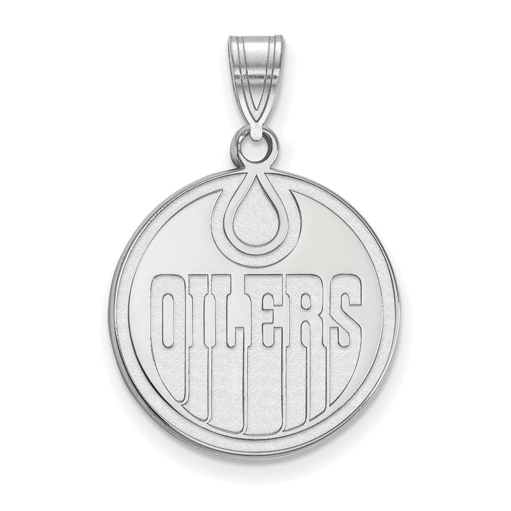 14K White Gold Nhl Logoart Edmonton Oilers Large Pendant