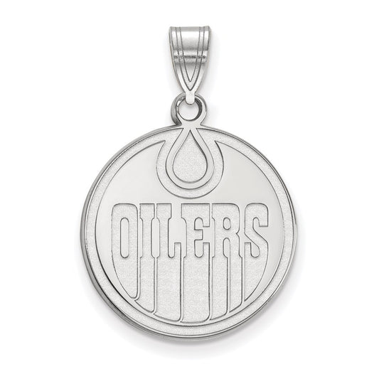 14K White Gold Nhl Logoart Edmonton Oilers Large Pendant