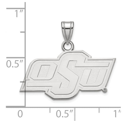 Sterling Silver Rhodium Plated Logoart Oklahoma State University O S U Small Pendant