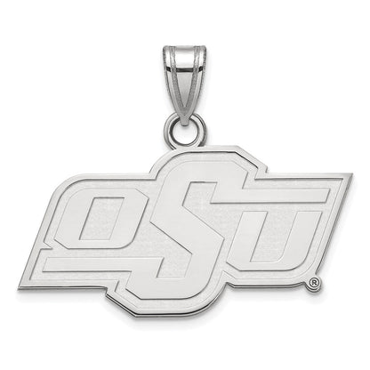 Sterling Silver Rhodium Plated Logoart Oklahoma State University O S U Small Pendant