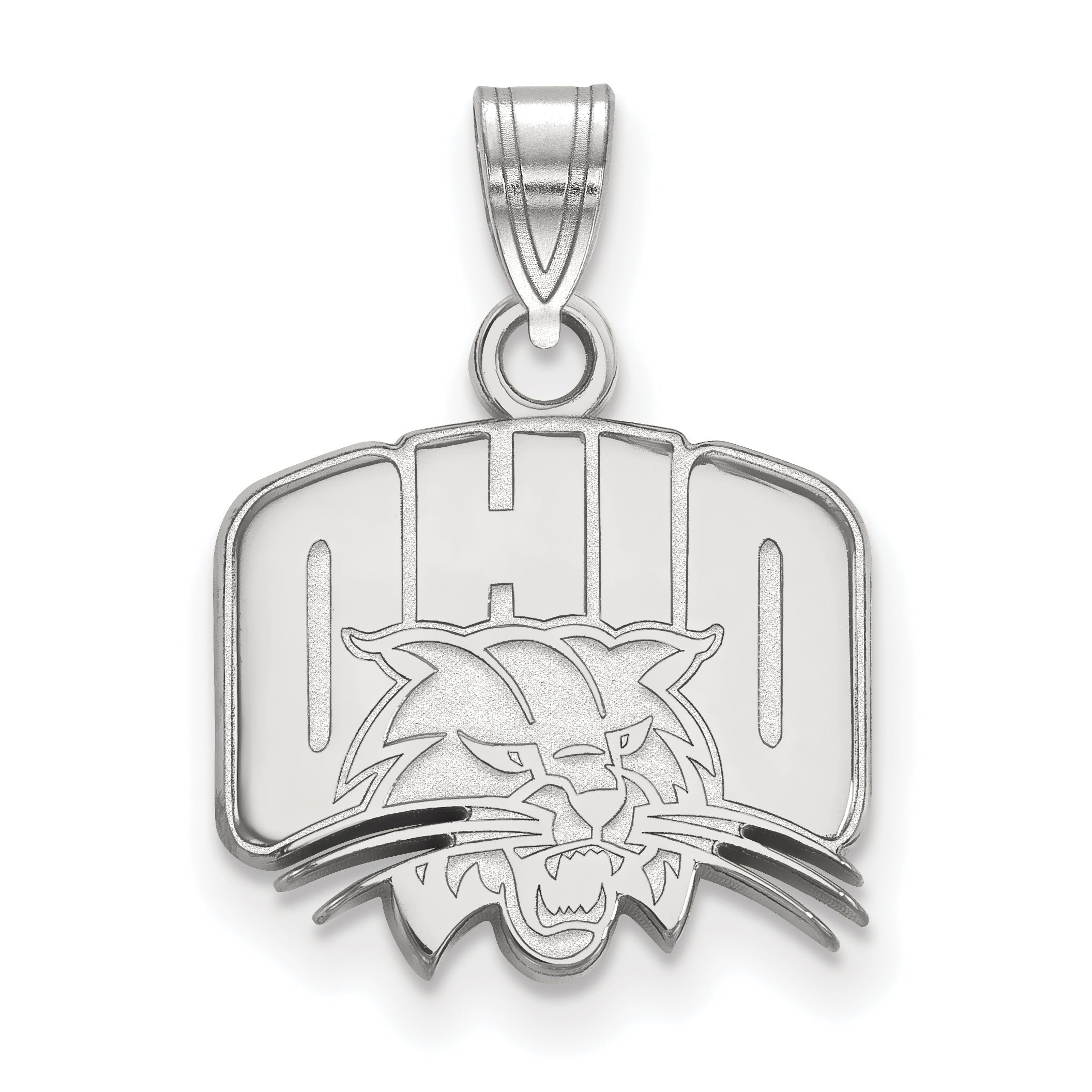 Sterling Silver Rhodium Plated Logoart Ohio University Small Pendant