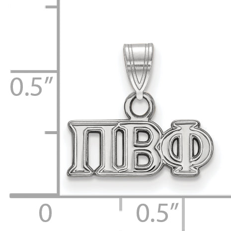 Sterling Silver Rhodium Plated Logoart Pi Beta Phi Sorority Greek Letters Small Pendant