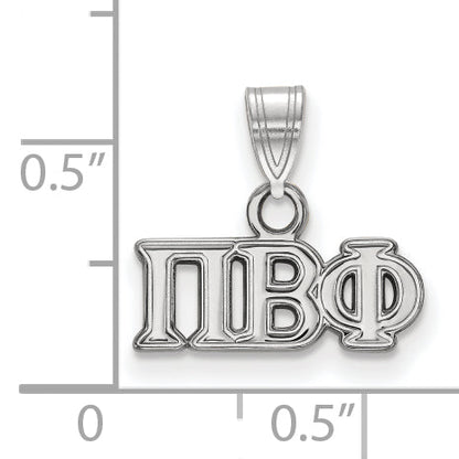 Sterling Silver Rhodium Plated Logoart Pi Beta Phi Sorority Greek Letters Small Pendant