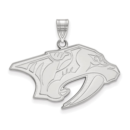 Sterling Silver Rhodium Plated Nhl Logoart Nashville Predators Large Pendant