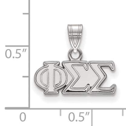 Sterling Silver Rhodium Plated Logoart Phi Sigma Sorority Greek Letters Small Pendant