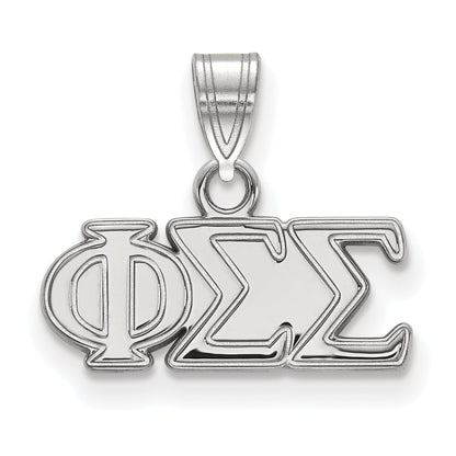 Sterling Silver Rhodium Plated Logoart Phi Sigma Sorority Greek Letters Small Pendant