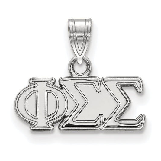 Sterling Silver Rhodium Plated Logoart Phi Sigma Sorority Greek Letters Small Pendant