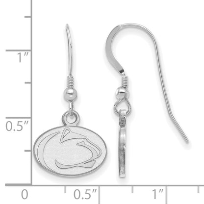 Sterling Silver Rhodium Plated Logoart Penn State University Lion Extra Small Dangle Wire Earrings