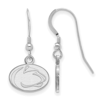 Sterling Silver Rhodium Plated Logoart Penn State University Lion Extra Small Dangle Wire Earrings