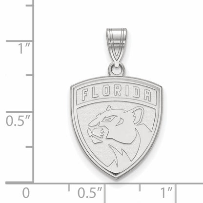 Sterling Silver Rhodium Plated Nhl Logoart Florida Panthers Large Pendant