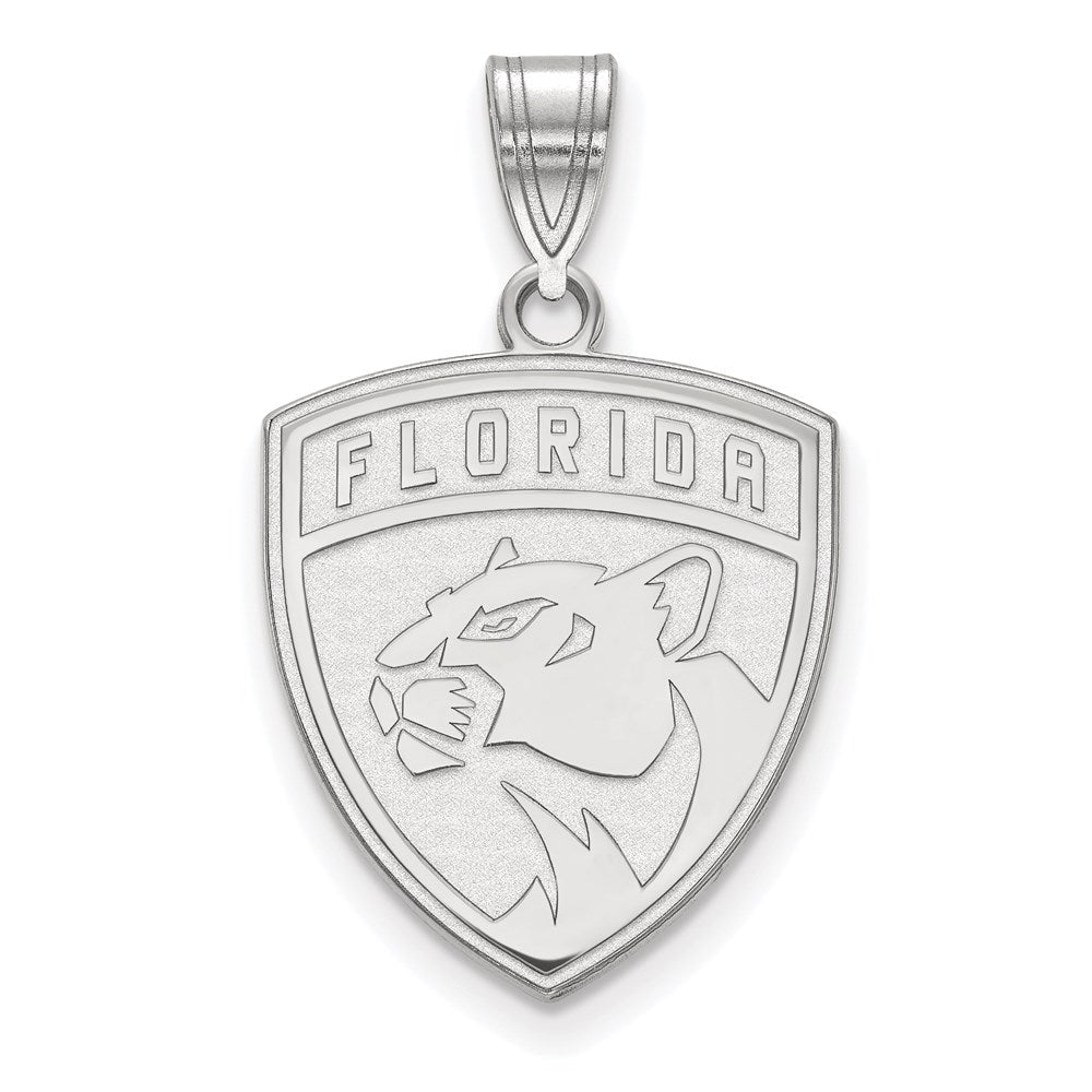 Sterling Silver Rhodium Plated Nhl Logoart Florida Panthers Large Pendant