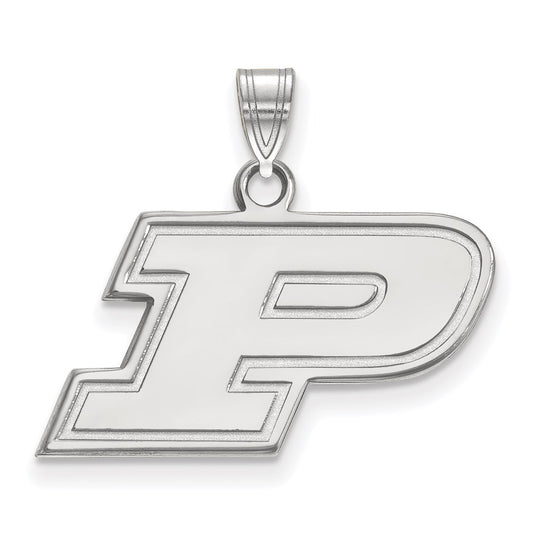 Sterling Silver Rhodium Plated Logoart Purdue University Letter P Small Pendant