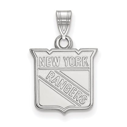 Sterling Silver Rhodium Plated Nhl Logoart New York Rangers Small Pendant