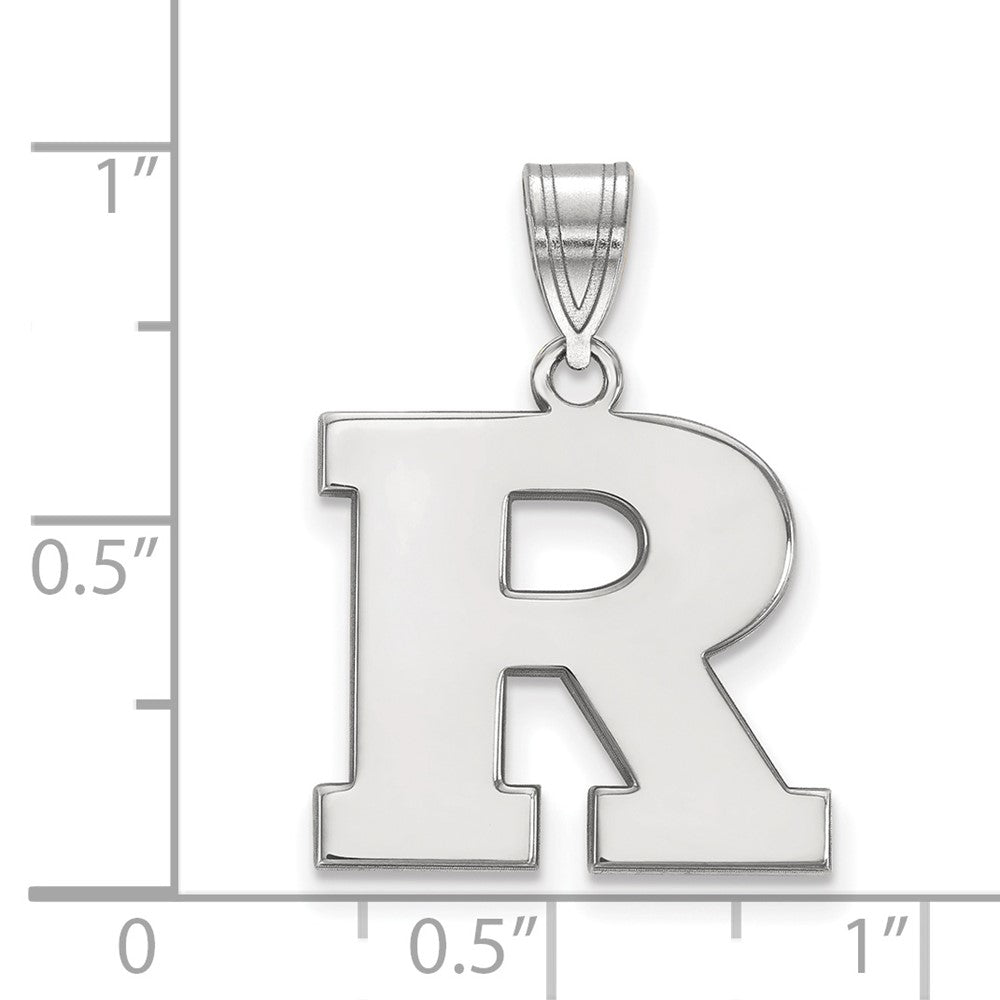 14K White Gold Logoart Rutgers University Letter R Medium Pendant