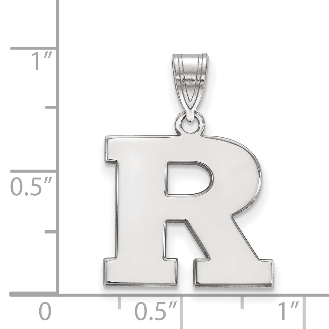 Sterling Silver Rhodium Plated Logoart Rutgers University Letter R Medium Pendant