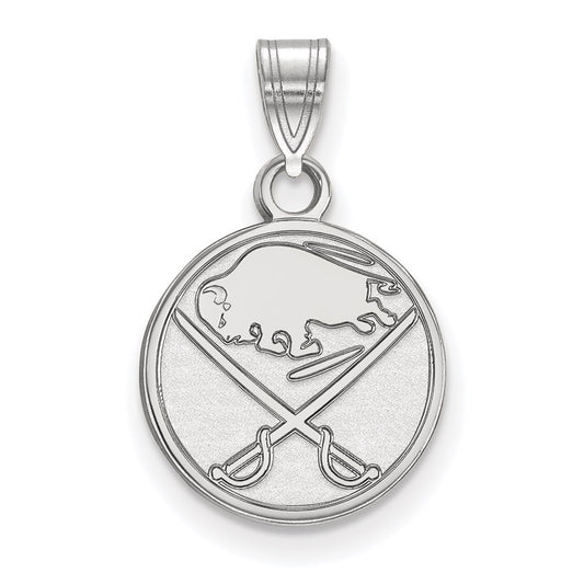 Sterling Silver Rhodium Plated Nhl Logoart Buffalo Sabres Small Pendant