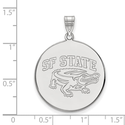 Sterling Silver Rhodium Plated Logoart San Francisco State University Extra Large Disc Pendant