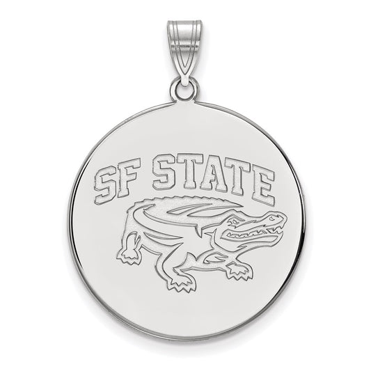 14K White Gold Logoart San Francisco State University Extra Large Disc Pendant