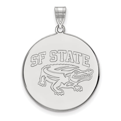 10K White Gold Logoart San Francisco State University Extra Large Disc Pendant