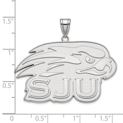 Sterling Silver Rhodium Plated Logoart St Joseph'S University Hawks Extra Large Pendant