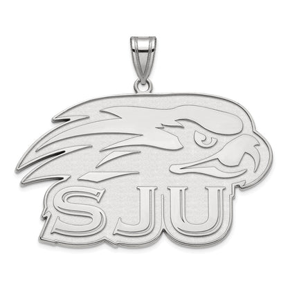 Sterling Silver Rhodium Plated Logoart St Joseph'S University Hawks Extra Large Pendant