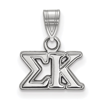 Sterling Silver Rhodium Plated Logoart Sigma Kappa Sorority Greek Letters Small Pendant