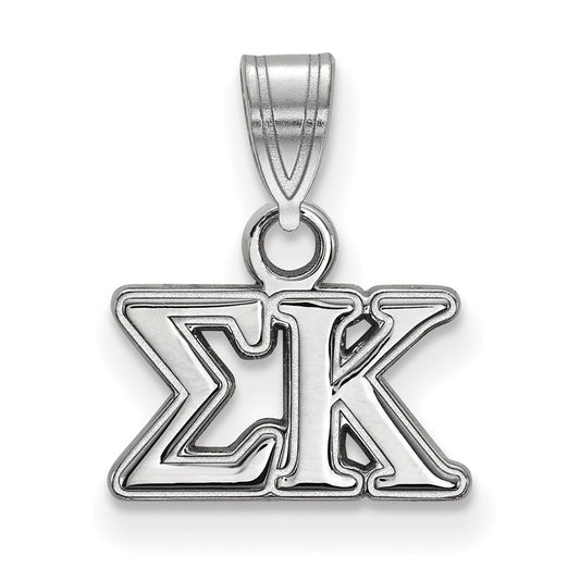 Sterling Silver Rhodium Plated Logoart Sigma Kappa Sorority Greek Letters Small Pendant