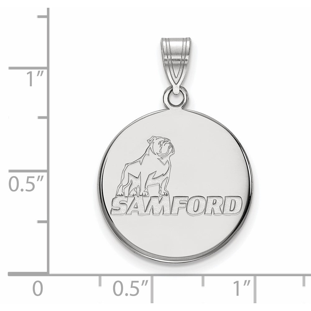 14K White Gold Logoart Samford University Large Disc Pendant