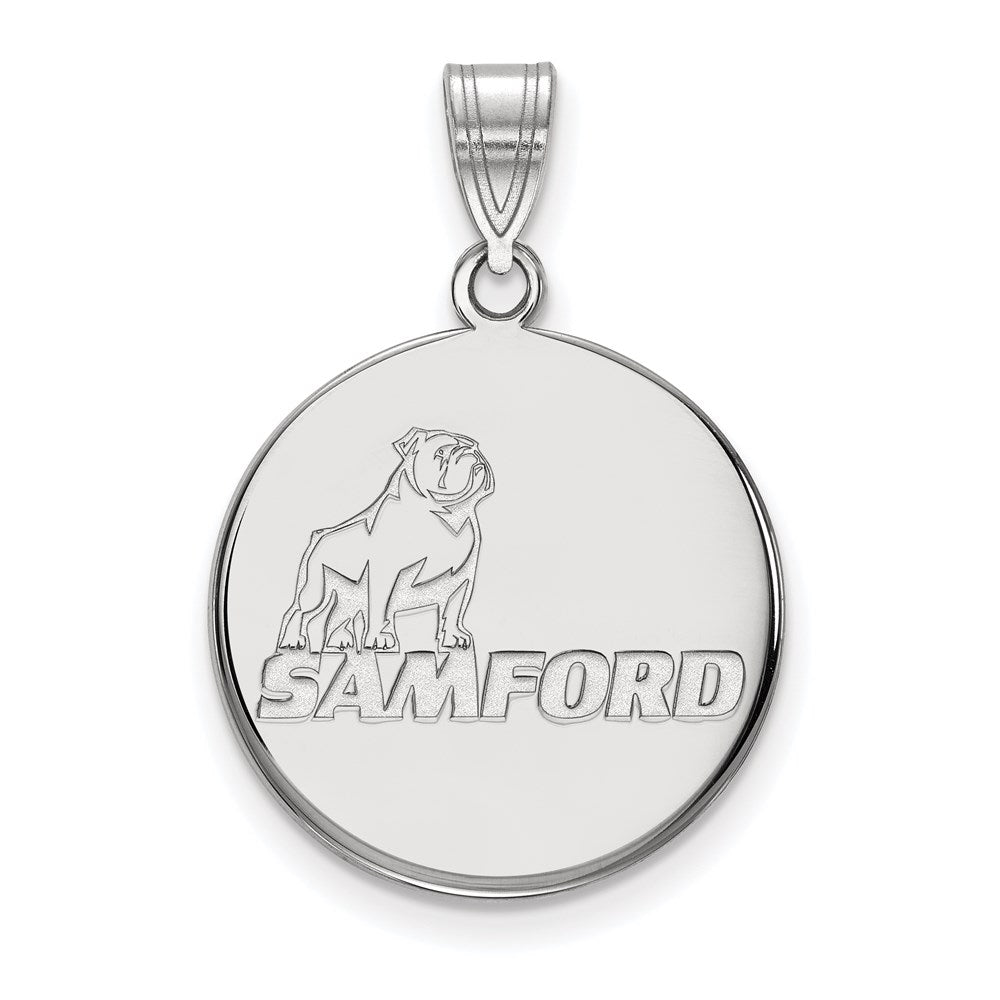 14K White Gold Logoart Samford University Large Disc Pendant