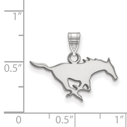 14K White Gold Logoart Southern Methodist University Mustang Small Pendant