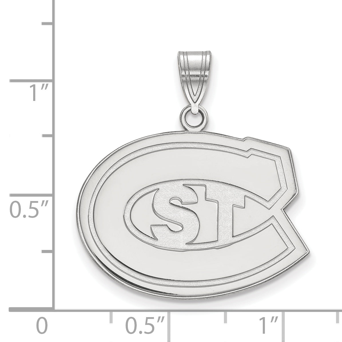 Sterling Silver Rhodium Plated Logoart St. Cloud State University Large Pendant