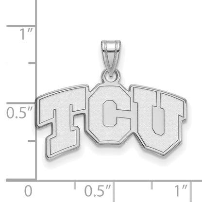14K White Gold Logoart Texas Christian University T C U Small Pendant