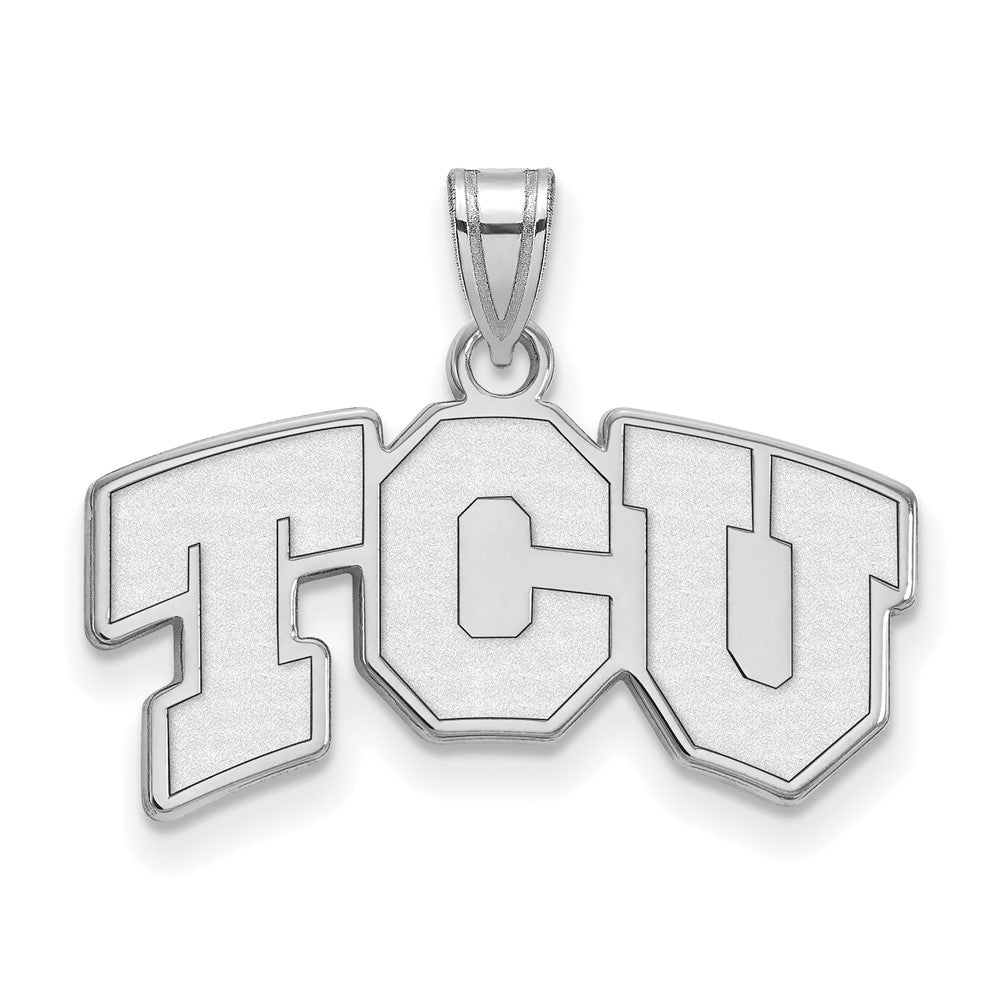 14K White Gold Logoart Texas Christian University T C U Small Pendant