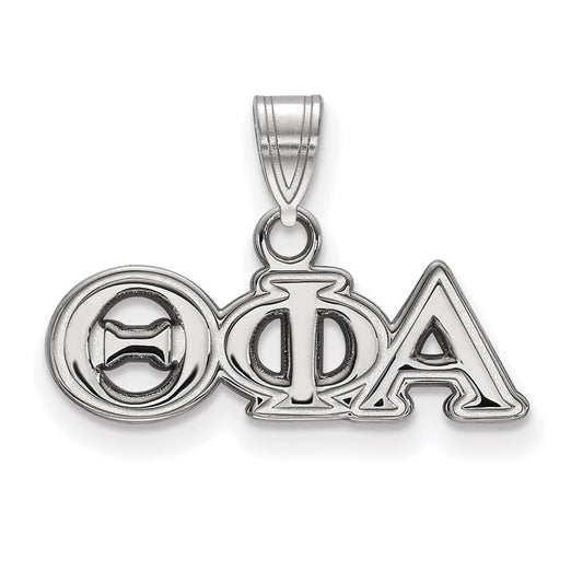 Sterling Silver Rhodium Plated Logoart Theta Phi Alpha Sorority Greek Letters Small Pendant