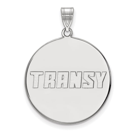 Sterling Silver Rhodium Plated Logoart Transylvania University Extra Large Disc Pendant