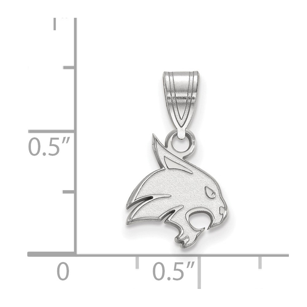 10K White Gold Textured Logoart Texas State University Bobcat Small Pendant