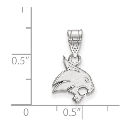 10K White Gold Textured Logoart Texas State University Bobcat Small Pendant