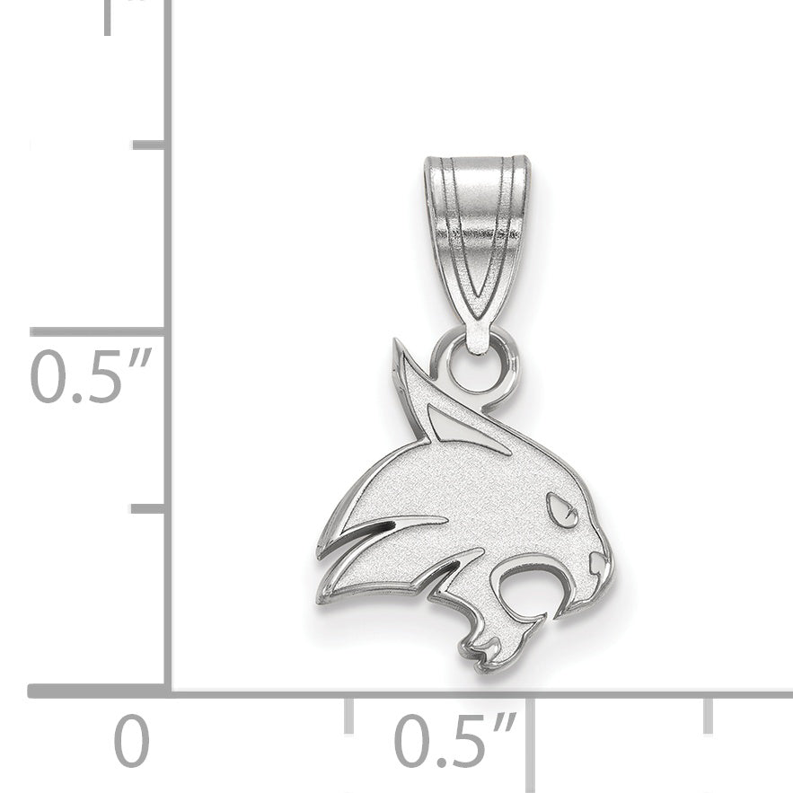 Sterling Silver Rhodium Plated Logoart Texas State University Bobcat Small Pendant