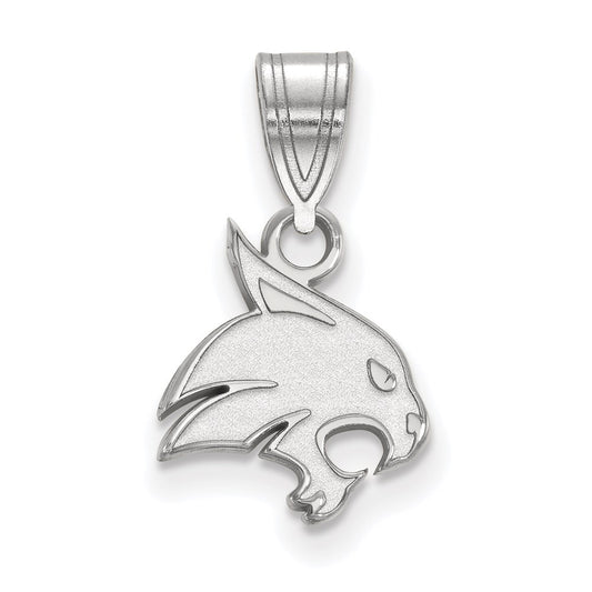 14K White Gold Logoart Texas State University Bobcat Small Pendant