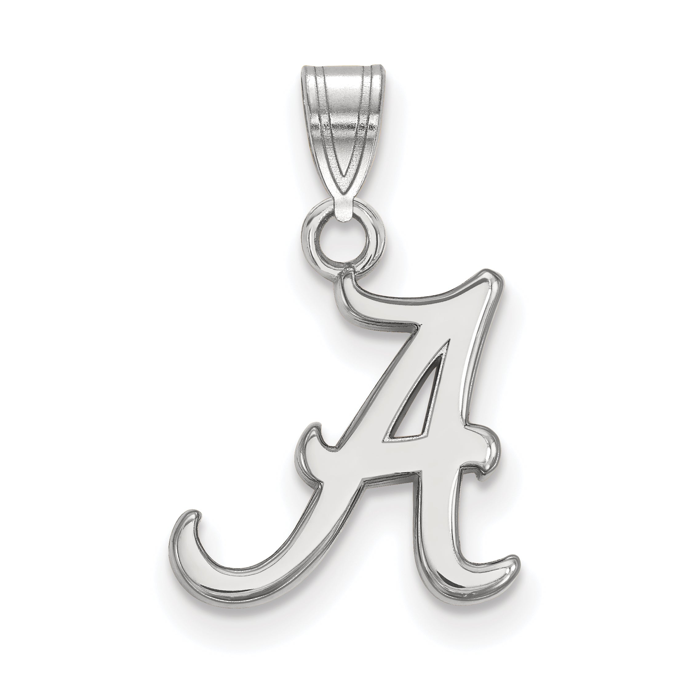 Sterling Silver Rhodium Plated Logoart University Of Alabama Letter A Small Pendant