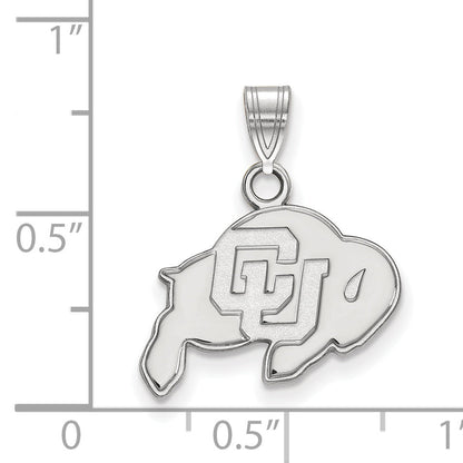 Sterling Silver Rhodium Plated Logoart University Of Colorado Buffalo Small Pendant