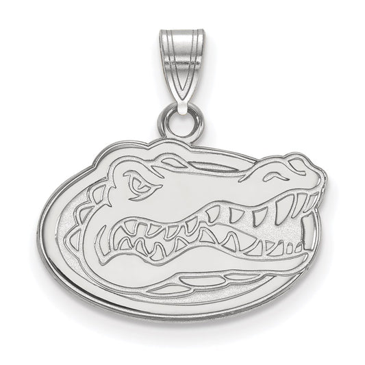 Sterling Silver Rhodium Plated Logoart University Of Florida Gator Small Pendant