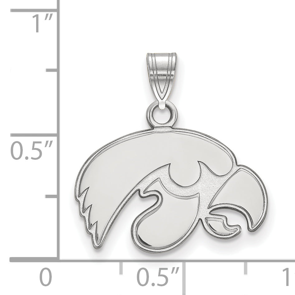 Sterling Silver Rhodium Plated Logoart University Of Iowa Hawk Small Pendant