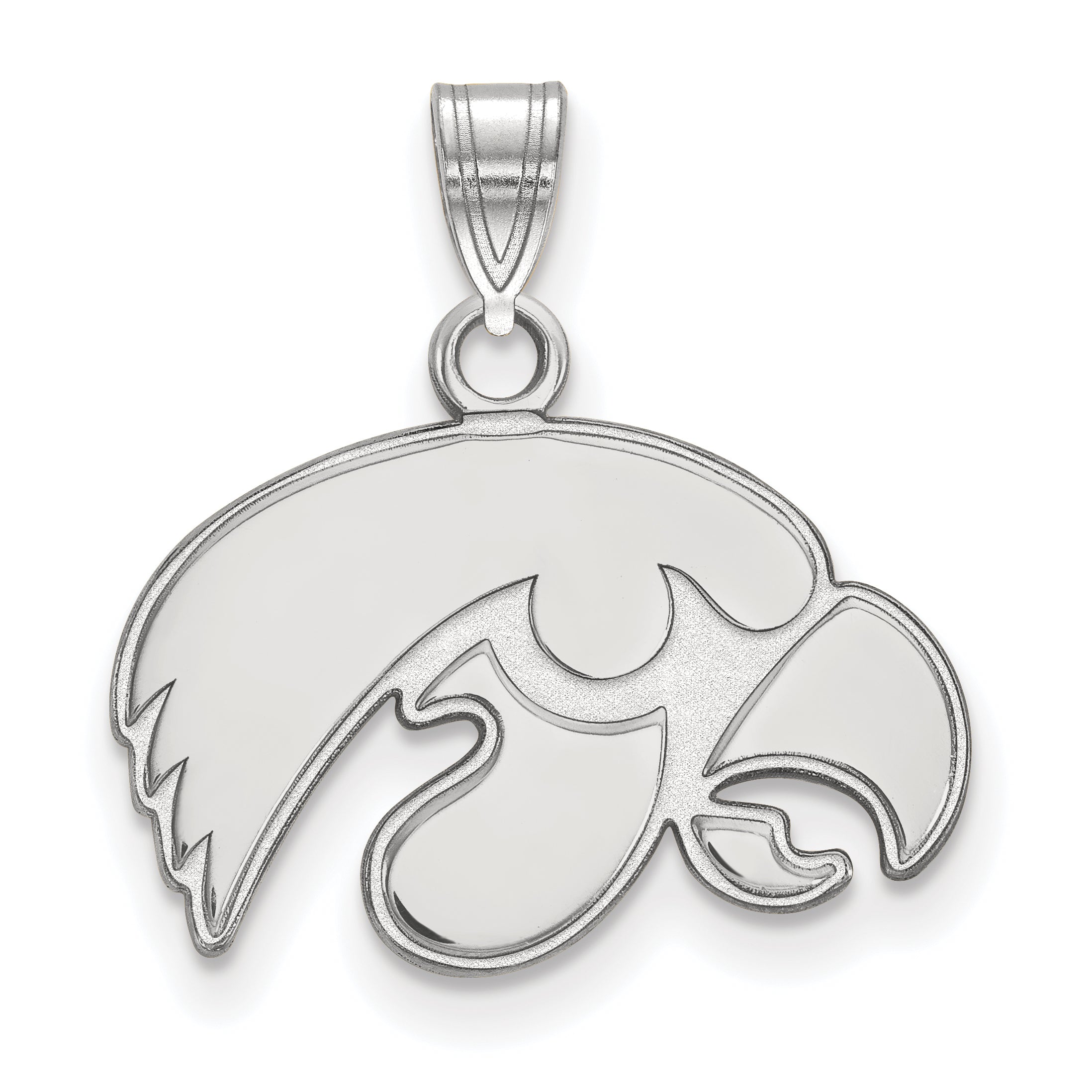 Sterling Silver Rhodium Plated Logoart University Of Iowa Hawk Small Pendant