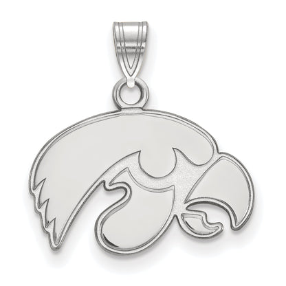 Sterling Silver Rhodium Plated Logoart University Of Iowa Hawk Small Pendant