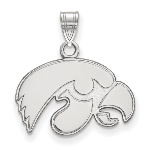 Sterling Silver Rhodium Plated Logoart University Of Iowa Hawk Small Pendant